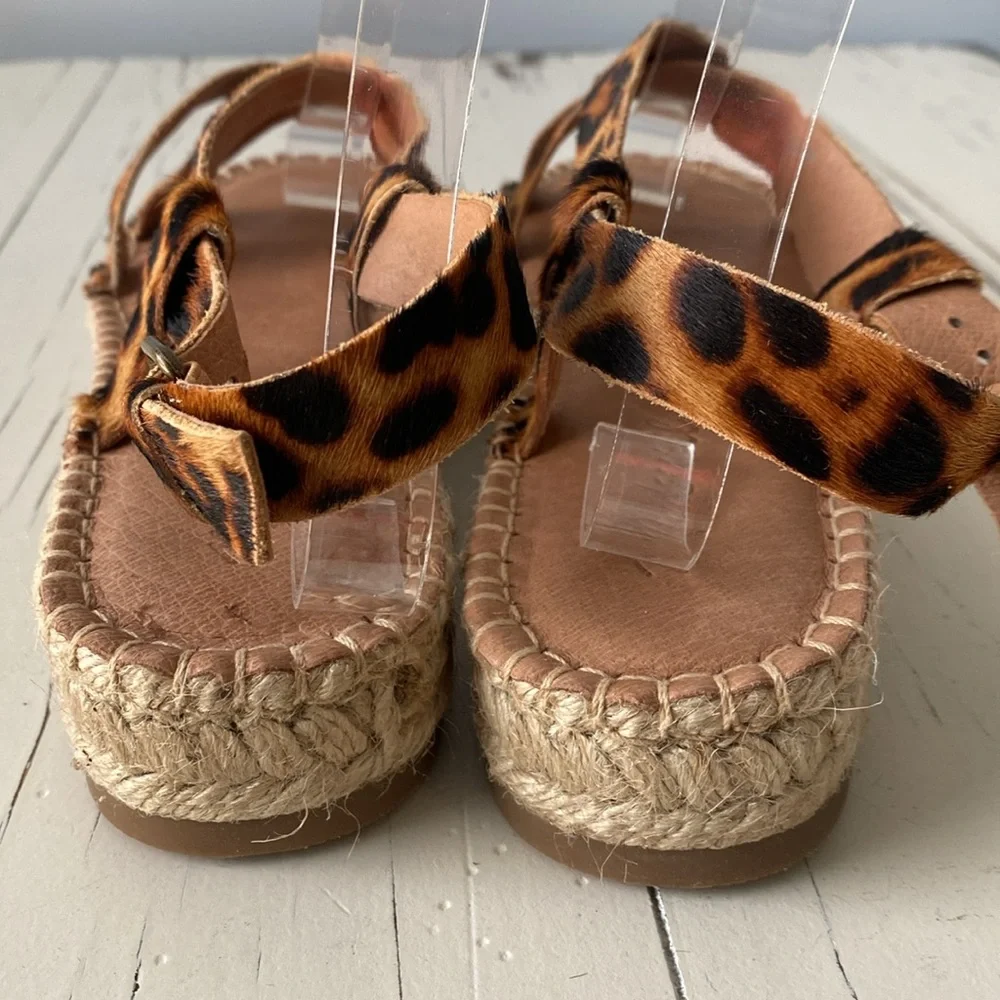 NEW! Madewell Malia Espadrille Sandal in Leopard Calf Hair 8.5